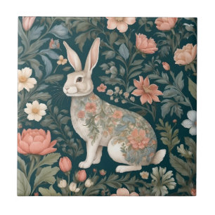 Charming Rabbit William Morris Inspired Blommigt Kakelplatta