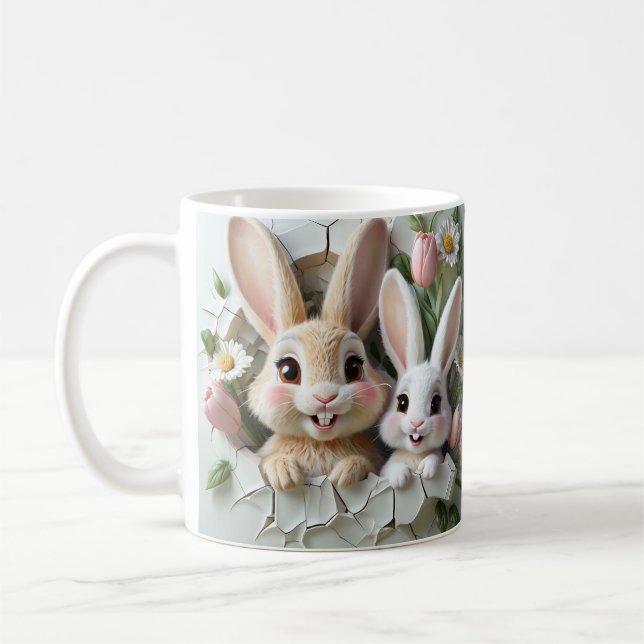 Charming Rabbits, lycklig mors dag firande Kaffemugg (Vänster)