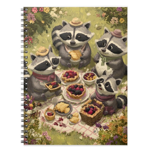 Charming Raccoon Picnic i Meadow Anteckningsbok (Framsidan)