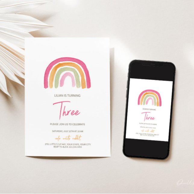 Charming Rainbow Birthday-inbjudan Inbjudningar (Skapare uppladdad)