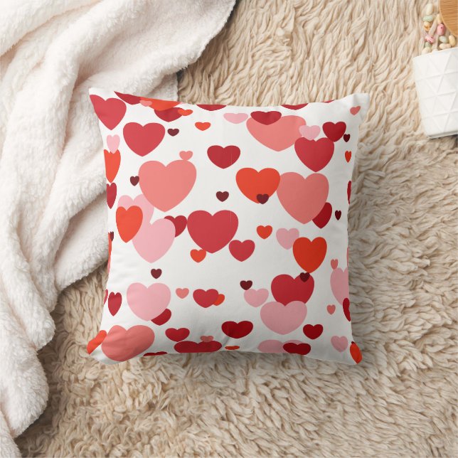 Charming Red and Rosa Heart Mönster Pillow Kudde (Filt)