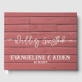 Charming Red Barn Wood Bröllop Gästböcker