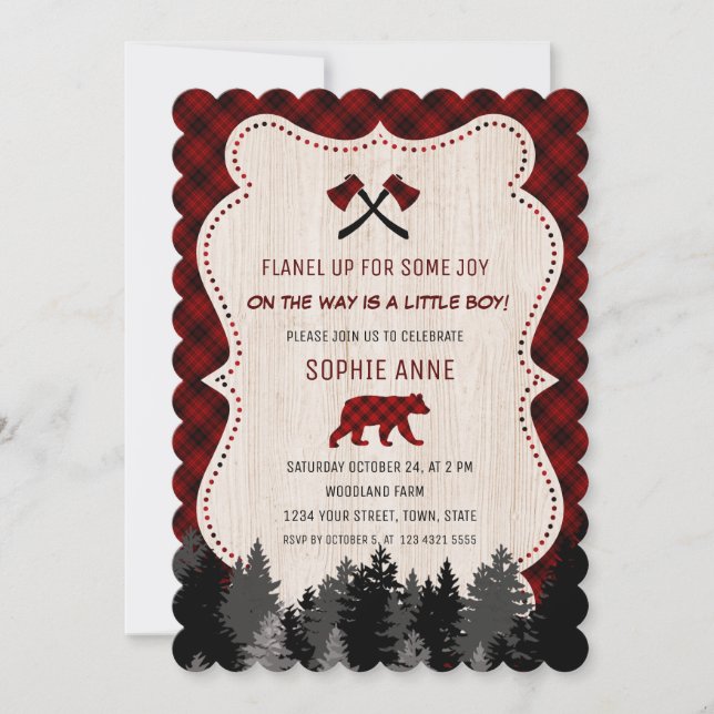 Charming Red Buffalo Play Baby Shower Inbjudningar (Framsida)