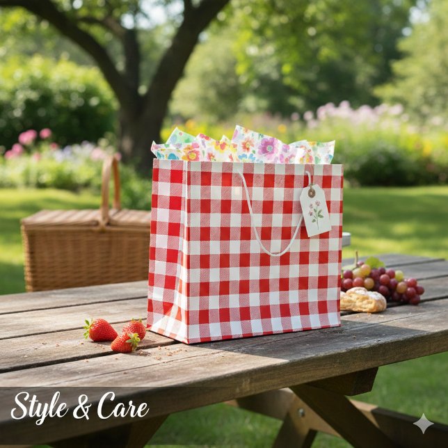 Charming Red Gingham Check Mönster Decorative (Charming Red Gingham Check Pattern Decorative Large Gift Bag)