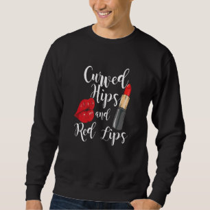 Charming Red Läppar lipstick, böjda höfter och röt Lång Ärmad Tröja