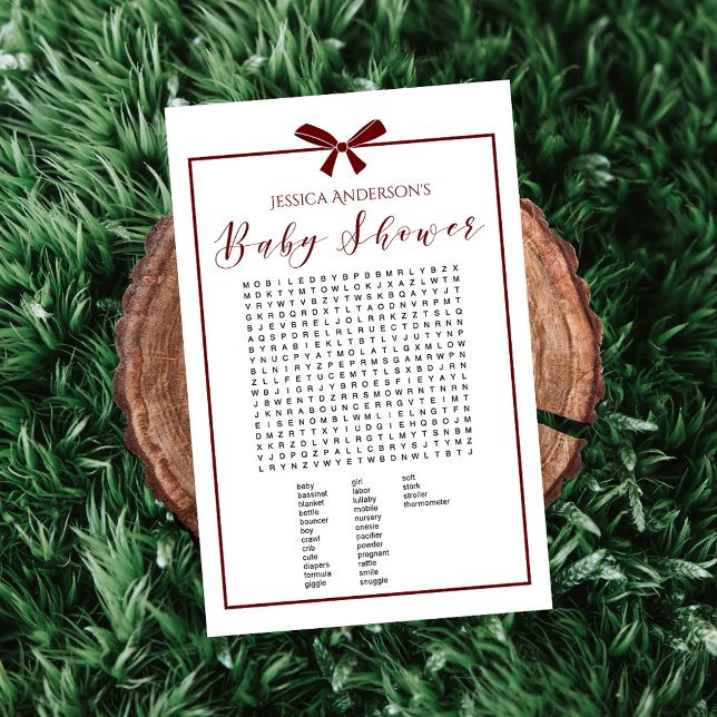 Charming Red White Baby Shower Ord Hitta spel (Skapare uppladdad)