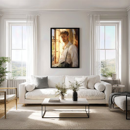 Charming Repose: Young Man Watercolor Poster