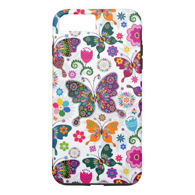 Charming Retro Flowers och Butterflies Mönster Case-Mate iPhone Skal (Baksida)
