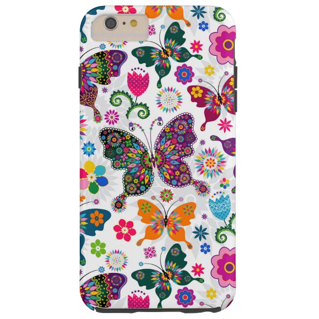 Charming Retro Flowers och Butterflies Mönster Case-Mate iPhone Skal (Baksidan)