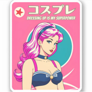 Charming Retro Stil Japan Cosplay Humor Klistermärken