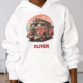 Charming Retro Vintage Fire Lastbil vid solnedgång T Shirt