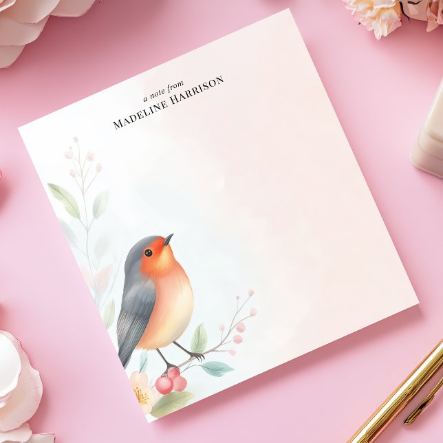 Charming Robin Redbröd Bird Personlig Namn Anteckningsblock (Skapare uppladdad)