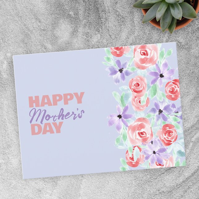 Charming Romantic Lila Lavender Red Mors dag Vykort (Skapare uppladdad)