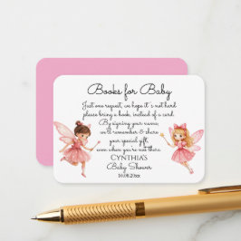 Charming Rosa Älvor Bokar for Baby Shower Tilläggskort