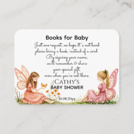 Charming Rosa Älvor Bokar for Baby Shower Tilläggskort