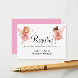Charming Rosa Älvors Baby Shower Gift-register Tilläggskort