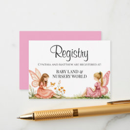 Charming Rosa Älvors Baby Shower Gift-register Tilläggskort