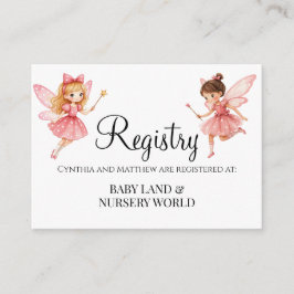 Charming Rosa Älvors Baby Shower Gift-register Tilläggskort