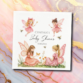 Charming Rosa Älvors Woodland Baby Shower Pappersservett