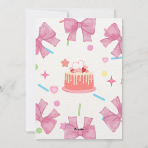 Charming Rosa Birthday-inbjudan med Elegant Bow Julkort