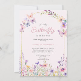 Charming Rosa Blommigt Butterfly Baby Shower Inbjudningar