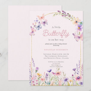 Charming Rosa Blommigt Butterfly Baby Shower Inbjudningar
