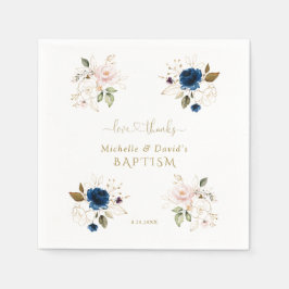 Charming Rosa Blue Guld Blommigt Twillingars Bapti Pappersservett