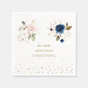 Charming Rosa Blue Guld Flowers Twillingars Christ Pappersservett