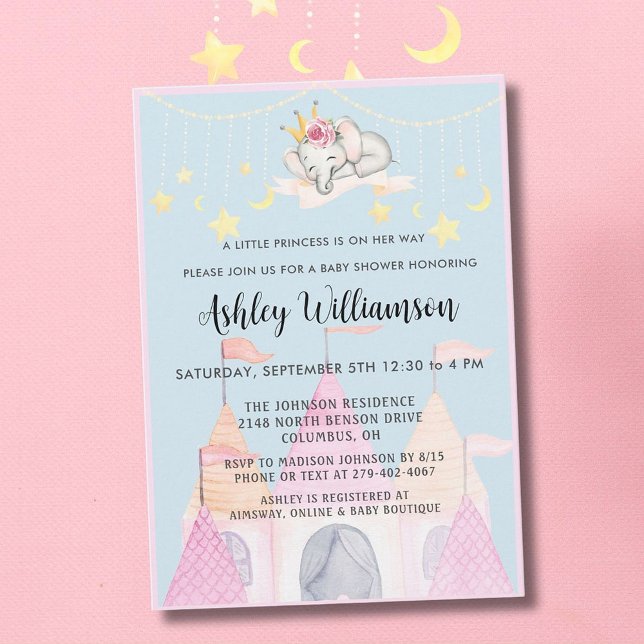 Charming Rosa Castle Princess Girl Baby Shower Inbjudningar (Skapare uppladdad)