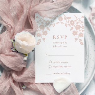 Charming Rosa Folk Flowers Simple Blommigt OSA Kort