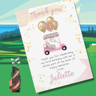 Charming Rosa Glam Golf Cart - tackkort Inbjudningar