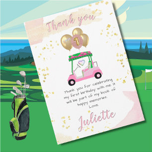 Charming Rosa Golf Cart - tackkort Inbjudningar