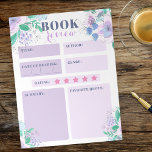 Charming Rosa Lila Watercolor Blommigt Bok Review Anteckningsblock<br><div class="desc">Släpp loss dina litterära insikter med det här krävande anteckningsblocket för granskning av anpassade bok. Det här anteckningsblocket är en kombination av funktionalitet och estetik och är framtagen av en charmerande blommigt. Utskriften innehåller en mängd blommor och lush-löv som blomstrar och lägger till ett naturdrag i läsreflektionerna. Anteckningsblocket är strukturerat...</div>