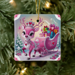 Charming Rosa Reindeer jul Ornament