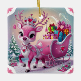 Charming Rosa Reindeer jul Ornament