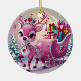 Charming Rosa Reindeer jul Ornament