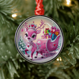 Charming Rosa Reindeer jul Ornament