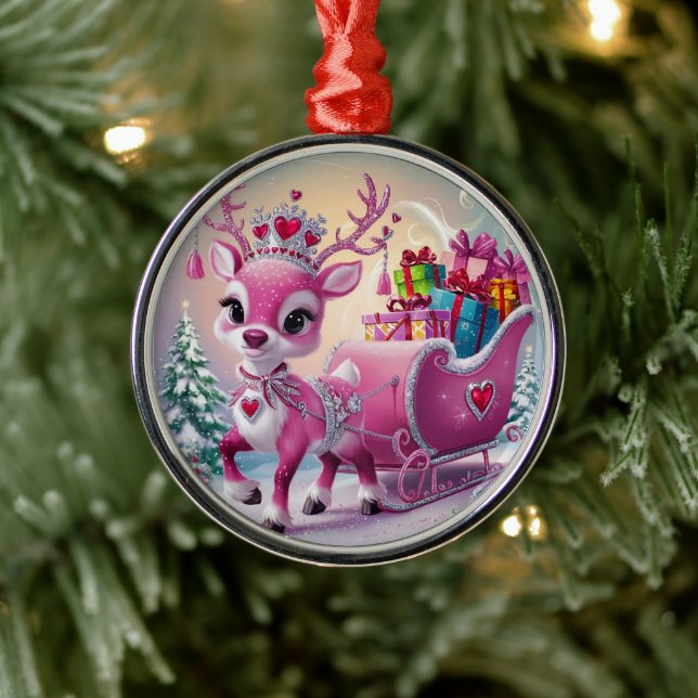 Charming Rosa Reindeer jul Ornament (Träd)