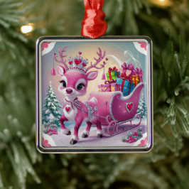 Charming Rosa Reindeer jul Ornament