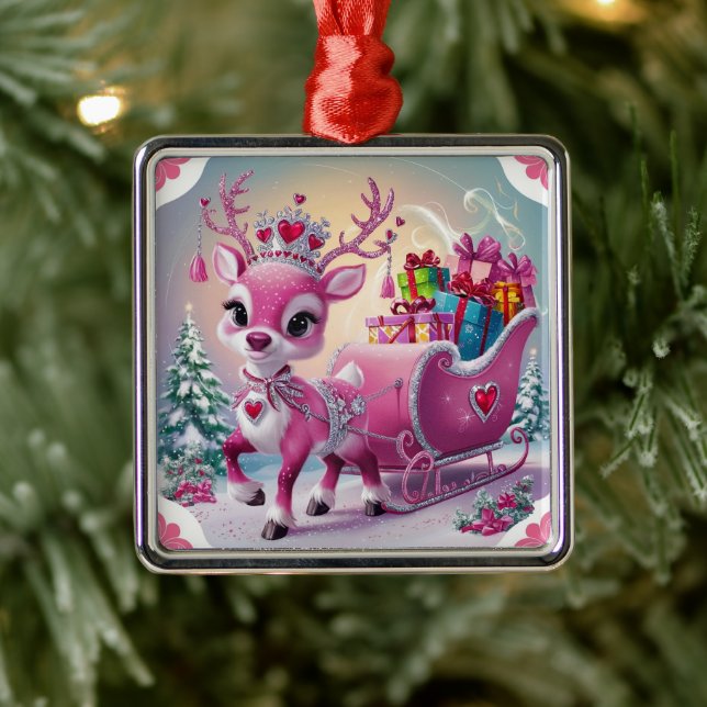Charming Rosa Reindeer jul Ornament (Träd)