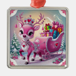Charming Rosa Reindeer jul Ornament