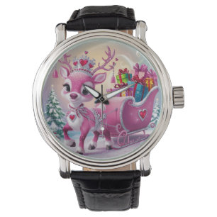 Charming Rosa Reindeer jul Ornament Armbandsur