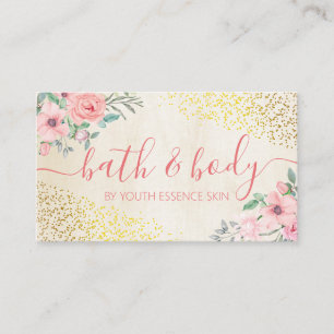 Charming Rosa ros Bath & Body Spa Skincare Visitkort