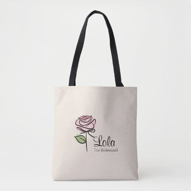 Charming Rosa ros Bridesmaid Tote - Anpassat namn Tygkasse (Framsida)