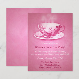 Charming Rosa Tea Party-inbjudan Inbjudningar