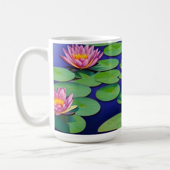 Charming Rosa Vatten Lilies Kaffemugg (Vänster)