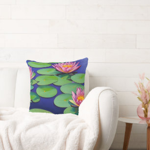 Charming Rosa Vatten Lilies Kudde
