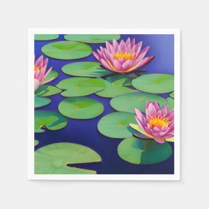 Charming Rosa Vatten Lilies Pappersservett