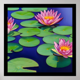 Charming Rosa Vatten Lilies Poster