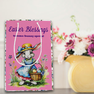 Charming Rosa Vintage Girl Påskhare